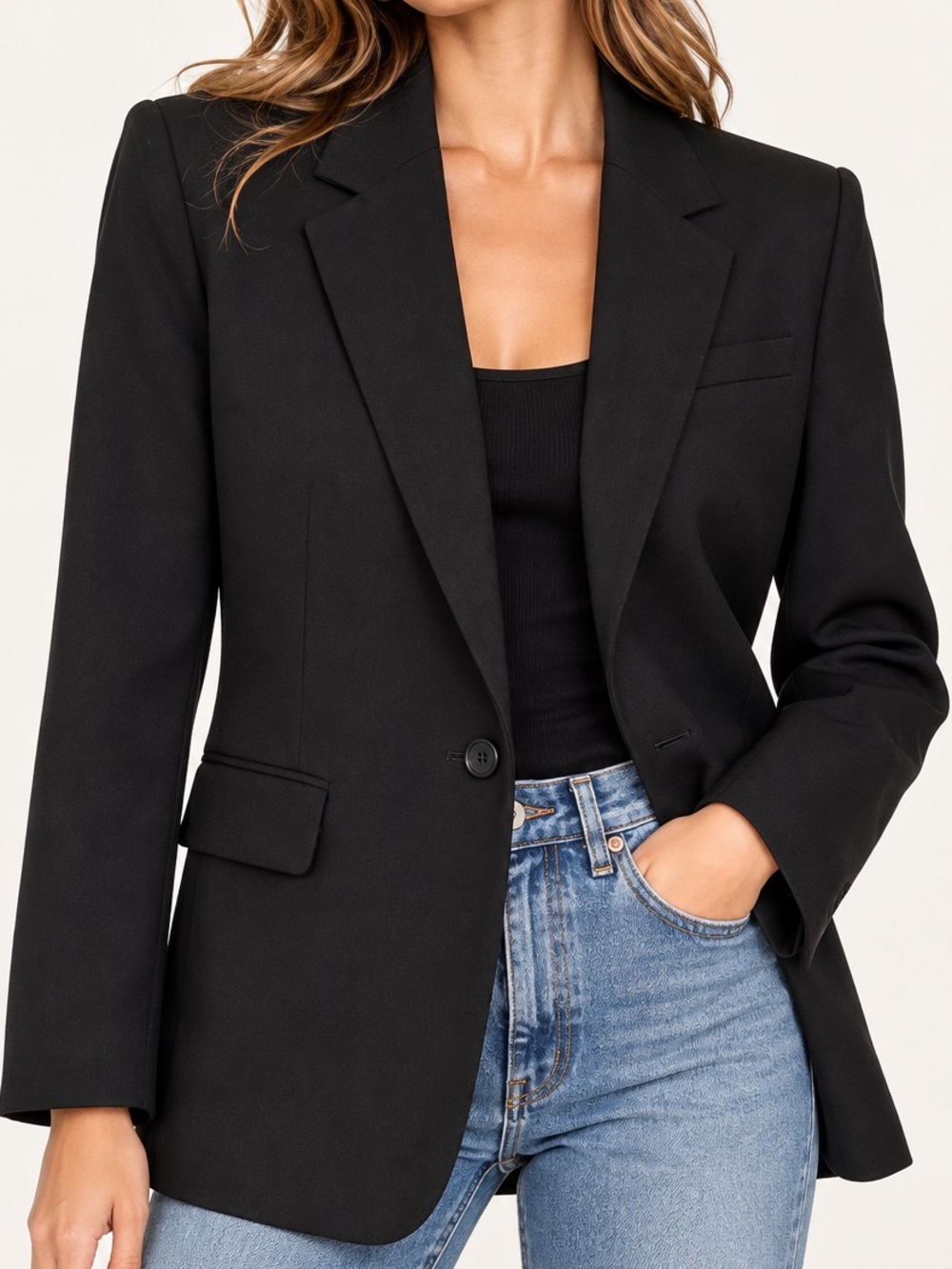 Abercrombie & Fitch Black Tailored Single Button Blazer Jacket XS